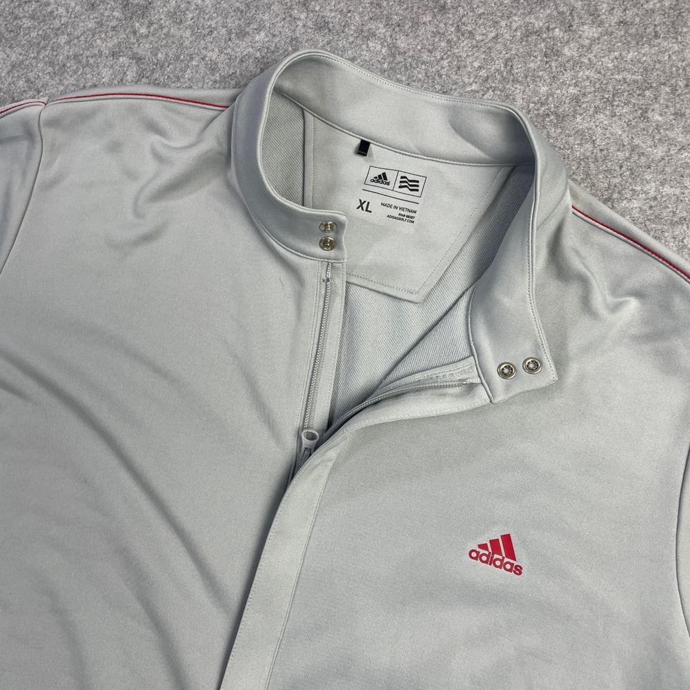 Adidas Golf Mens Jacket XL Gray Polyester Long Sleeve Full Zip Vintage Athletic